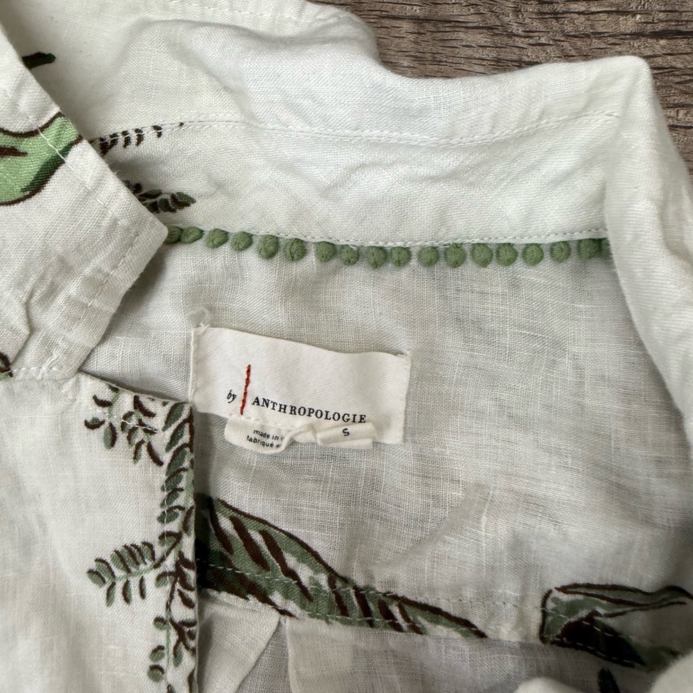 Anthropologie Botanical Leaf Palm Fern Pattern Blouse size small - Picture 5 of 6